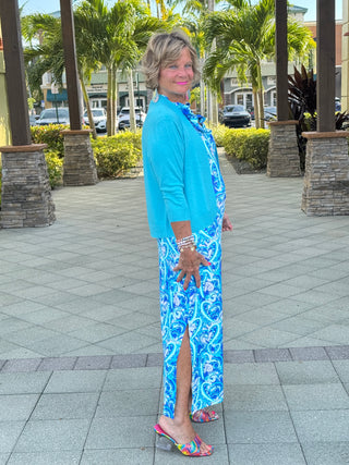 BLUE DREAMING HEARTS RUFFLE  MAXI