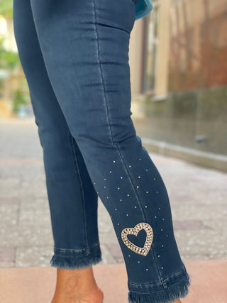 NAVY HEART CHENILLE SWEATER