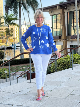 LULU-B CHENILLE BLU STAR SWEATER