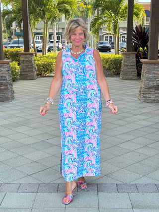 SPLASH OF PINK  MAXI DRESS