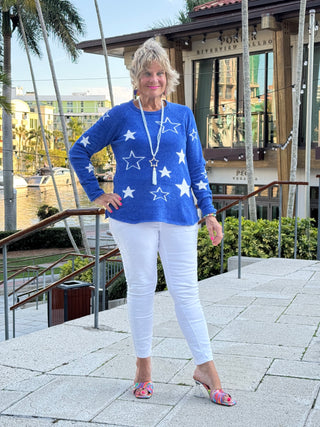 LULU-B CHENILLE BLU STAR SWEATER