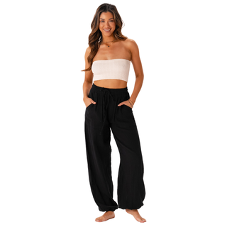 Black Cotton Castaway Pants