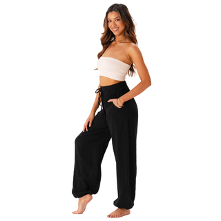 Black Cotton Castaway Pants