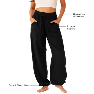 Black Cotton Castaway Pants