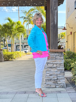 KEY WEST AQUA LINEN JACKET