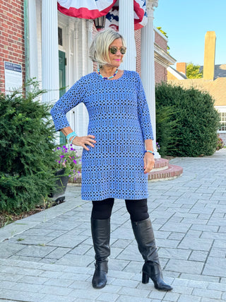 LULU-B SHADES OF BLUE SLEEVE DRESS