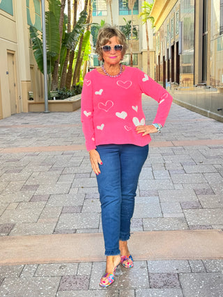 HOT PINK HEART SWEATER