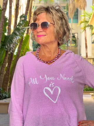 LILAC ALL YOU NEED IS LOVE SWEATER