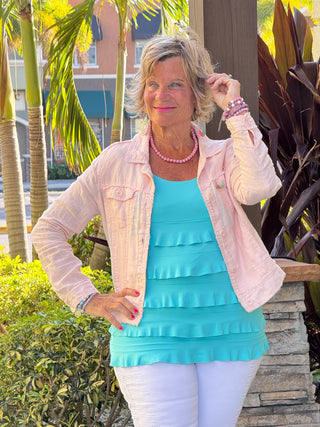 KEY WEST FROSTED PINK LINEN JACKET