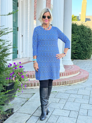 LULU-B SHADES OF BLUE SLEEVE DRESS