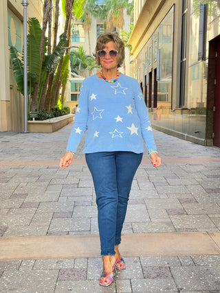 LULU-B LIGHT BLUE STAR SWEATER