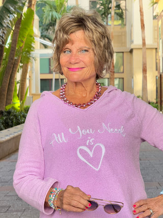 LILAC ALL YOU NEED IS LOVE SWEATER