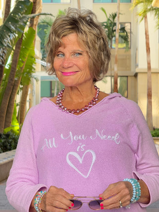 LILAC ALL YOU NEED IS LOVE SWEATER