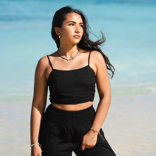 Black Harem Pants + Oasis Crop Top Set