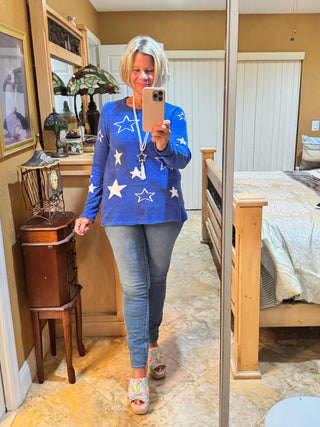 LULU-B CHENILLE BLU STAR SWEATER