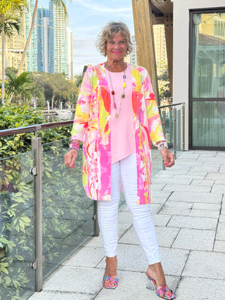 ETHYL PINK WATERCOLOR CARDIGAN