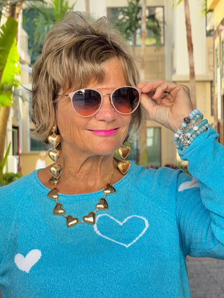 AQUA HEART CHENILLE SWEATER