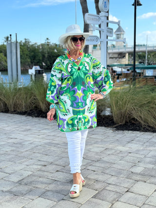 KEY WEST TROPICS PALM TUNIC FINAL SALE