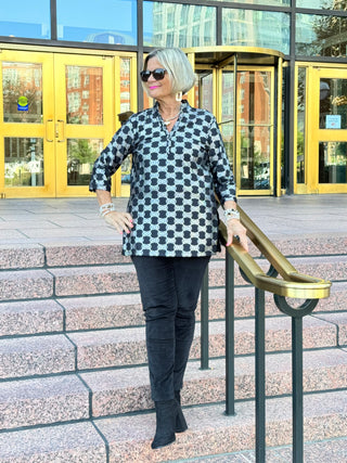 LULU-B BLACK & SILVER METALIC TUNIC