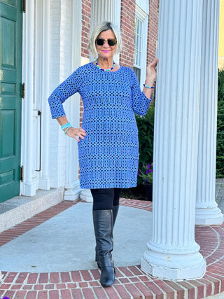 LULU-B SHADES OF BLUE SLEEVE DRESS