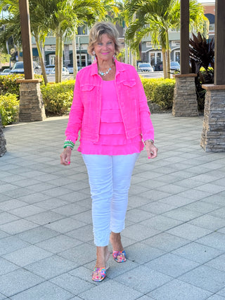 KEY WEST LINEN HOT PINK JACKET