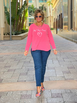 PINK ALL YOU NEED IS LOVE SWEATER