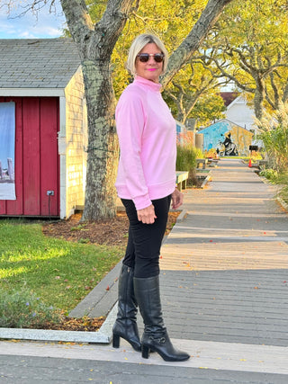 CLEAR PINK MOCK NECK TOP