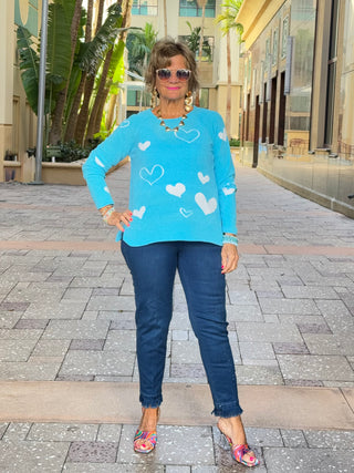 AQUA HEART CHENILLE SWEATER