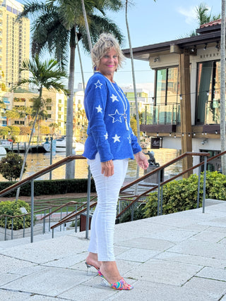 LULU-B CHENILLE BLU STAR SWEATER