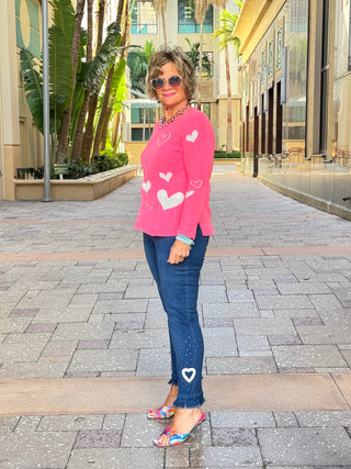 HOT PINK HEART SWEATER