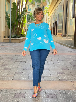 AQUA HEART CHENILLE SWEATER