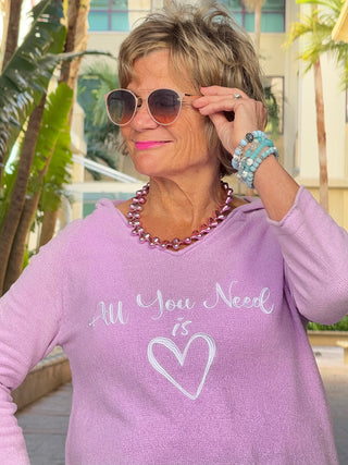 LILAC ALL YOU NEED IS LOVE SWEATER