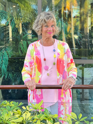 ETHYL PINK WATERCOLOR CARDIGAN