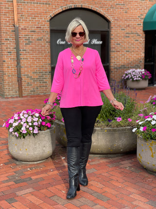 LULU-B HOT PINK TAILORED SLEEVE TOP