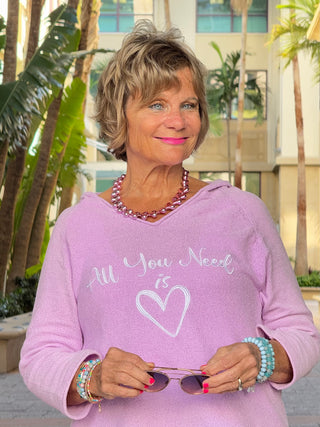 LILAC ALL YOU NEED IS LOVE SWEATER