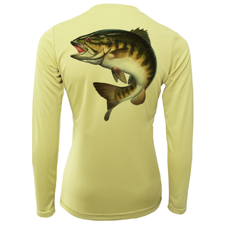 Michigan Freshwater Born Smallmouth Bass Women's Long Sleeve UPF 50+ Dry-Fit Shirt