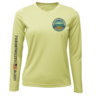 Michigan Freshwater Born Smallmouth Bass Women's Long Sleeve UPF 50+ Dry-Fit Shirt