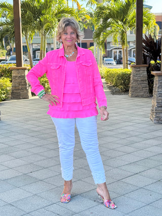 KEY WEST LINEN HOT PINK JACKET