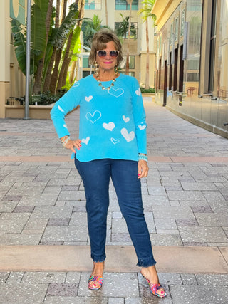 AQUA HEART CHENILLE SWEATER