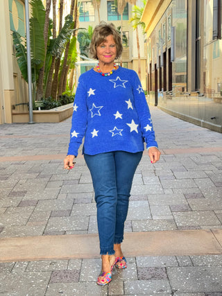 LULU-B CHENILLE BLU STAR SWEATER