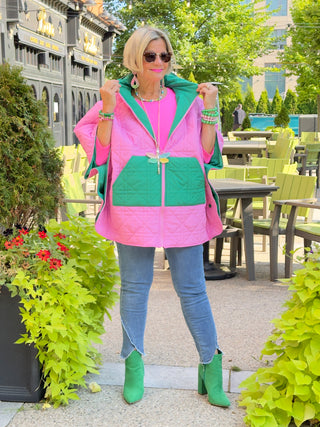 PINK AND GREEN FULL ZIPPER JACKET