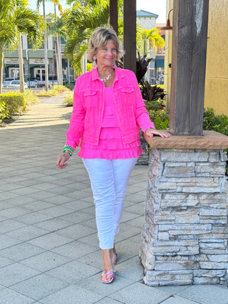 KEY WEST LINEN HOT PINK JACKET