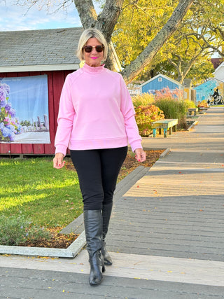 CLEAR PINK MOCK NECK TOP