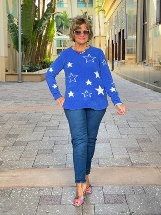 LULU-B CHENILLE BLU STAR SWEATER