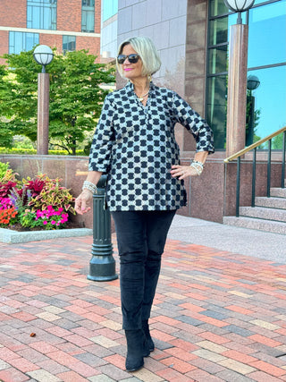 LULU-B BLACK & SILVER METALIC TUNIC