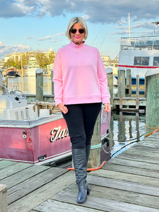 CLEAR PINK MOCK NECK TOP