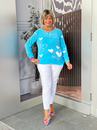 AQUA HEART CHENILLE SWEATER