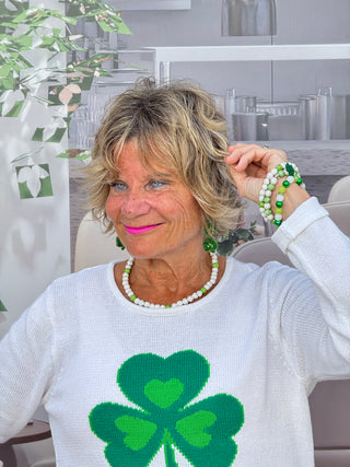 LULU B WHITE SHAMROCK SWEATER PREORDER