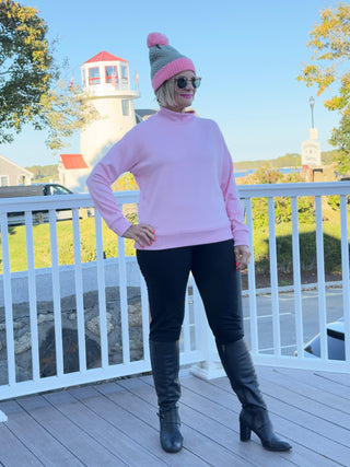 CLEAR PINK MOCK NECK TOP