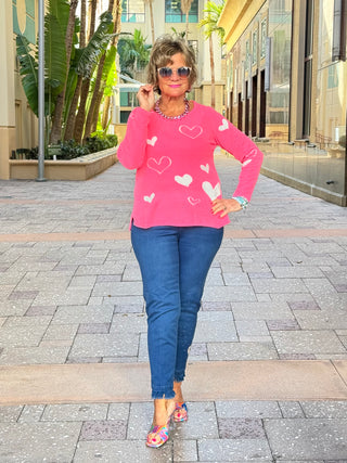 HOT PINK HEART SWEATER